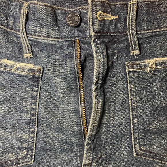 MOTHER Dark Blue Distressed Jean Shorts - Picture 4 of 6